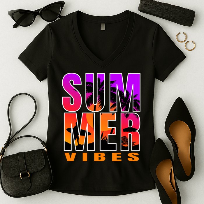 Summer Vibes Women's V-Neck T-Shirt