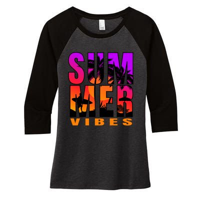 Summer Vibes Women's Tri-Blend 3/4-Sleeve Raglan Shirt