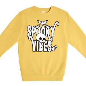 Spooky Vibes Skull Halloween Premium Crewneck Sweatshirt