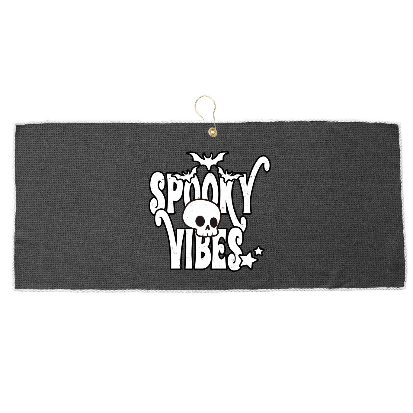Spooky Vibes Skull Halloween Large Microfiber Waffle Golf Towel