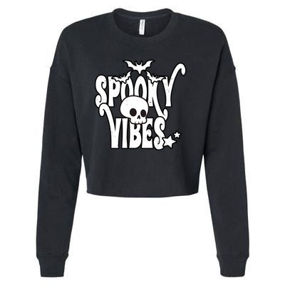 Spooky Vibes Skull Halloween Cropped Pullover Crew