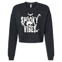 Spooky Vibes Skull Halloween Cropped Pullover Crew