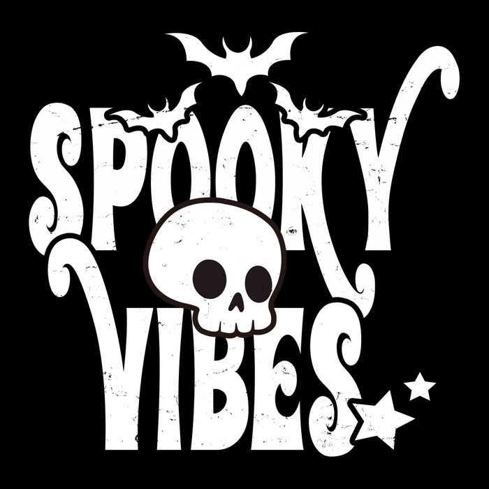 Spooky Vibes Skull Halloween Cropped Pullover Crew