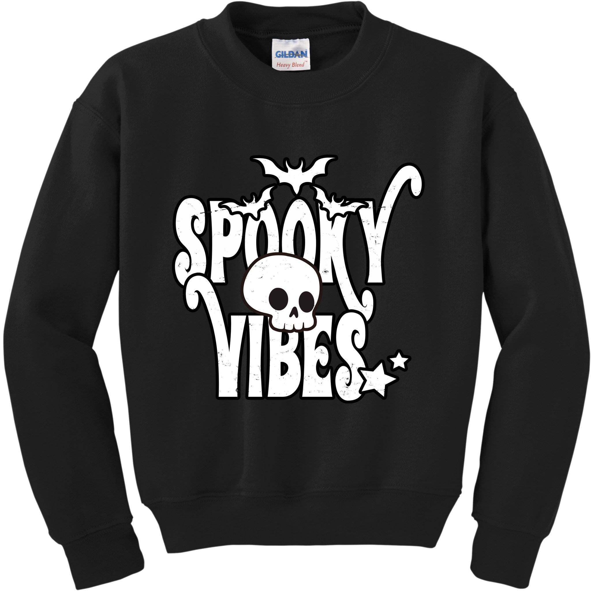 Spooky Vibes Skull Halloween Kids Sweatshirt