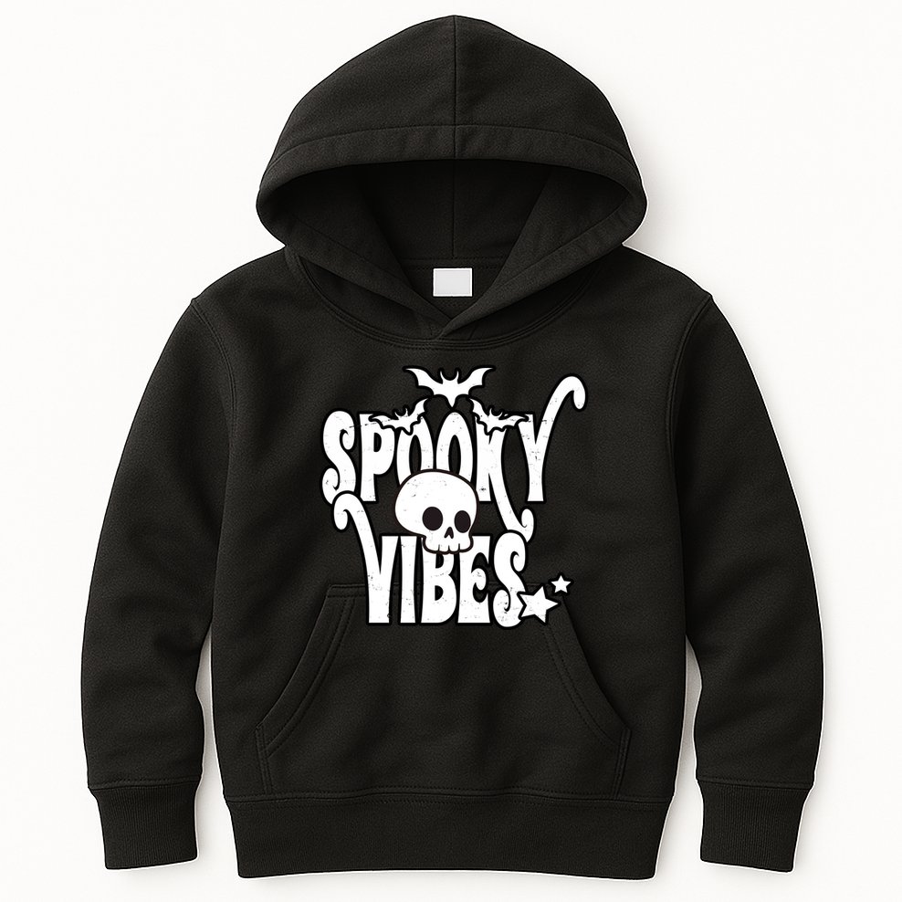 Spooky Vibes Skull Halloween Kids Hoodie