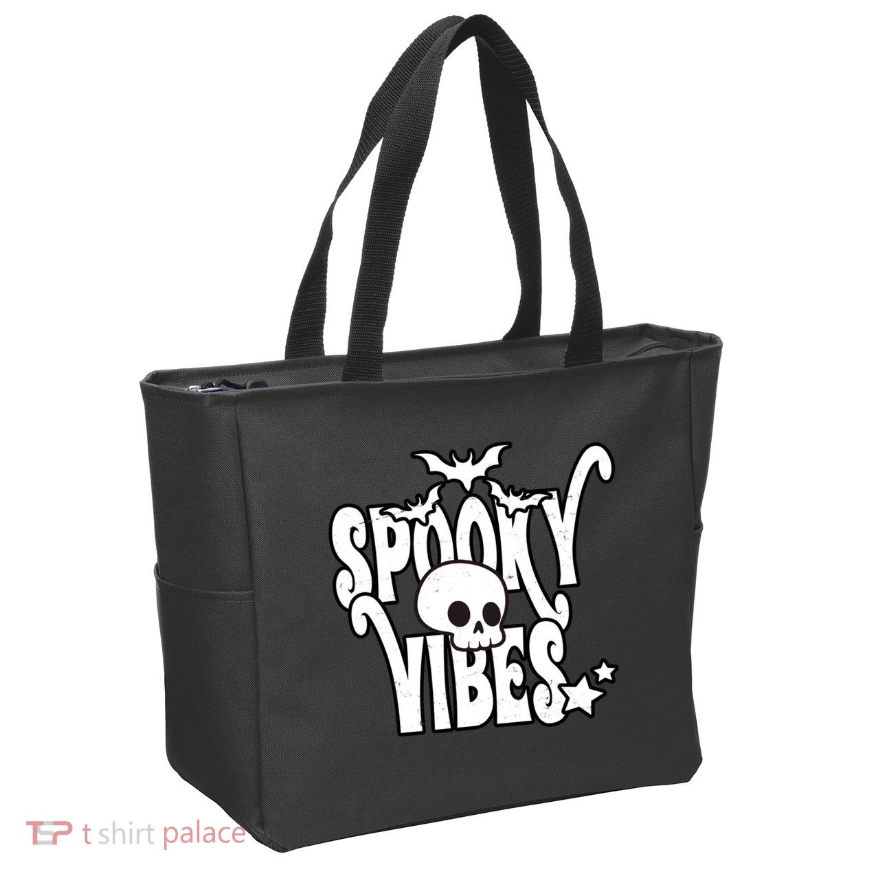 Spooky Vibes Skull Halloween Zip Tote Bag