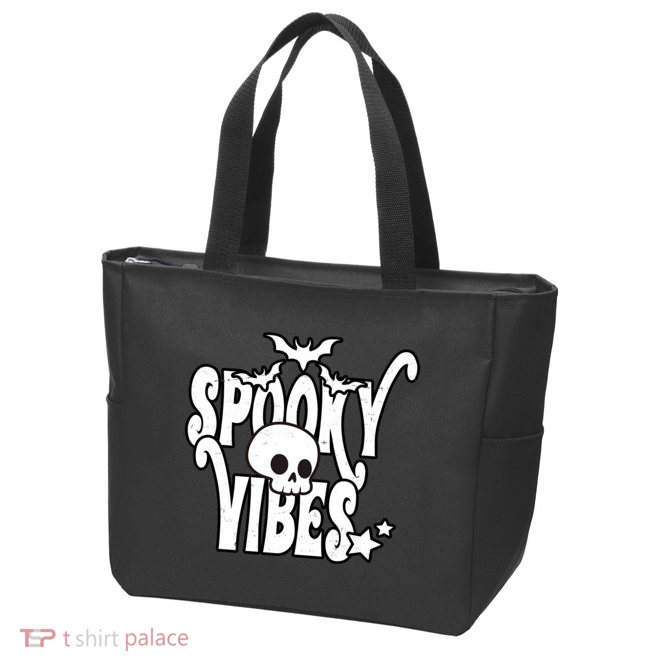 Spooky Vibes Skull Halloween Zip Tote Bag