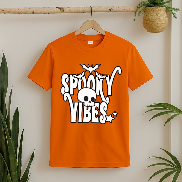 Spooky Vibes Skull Halloween T-Shirt