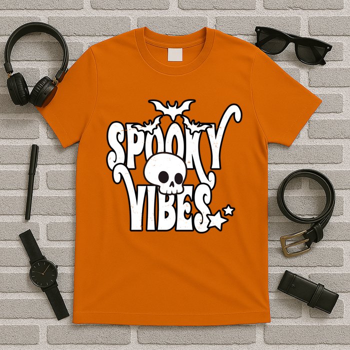 Spooky Vibes Skull Halloween T-Shirt