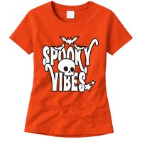 Spooky Vibes Skull Halloween Womens T-Shirt