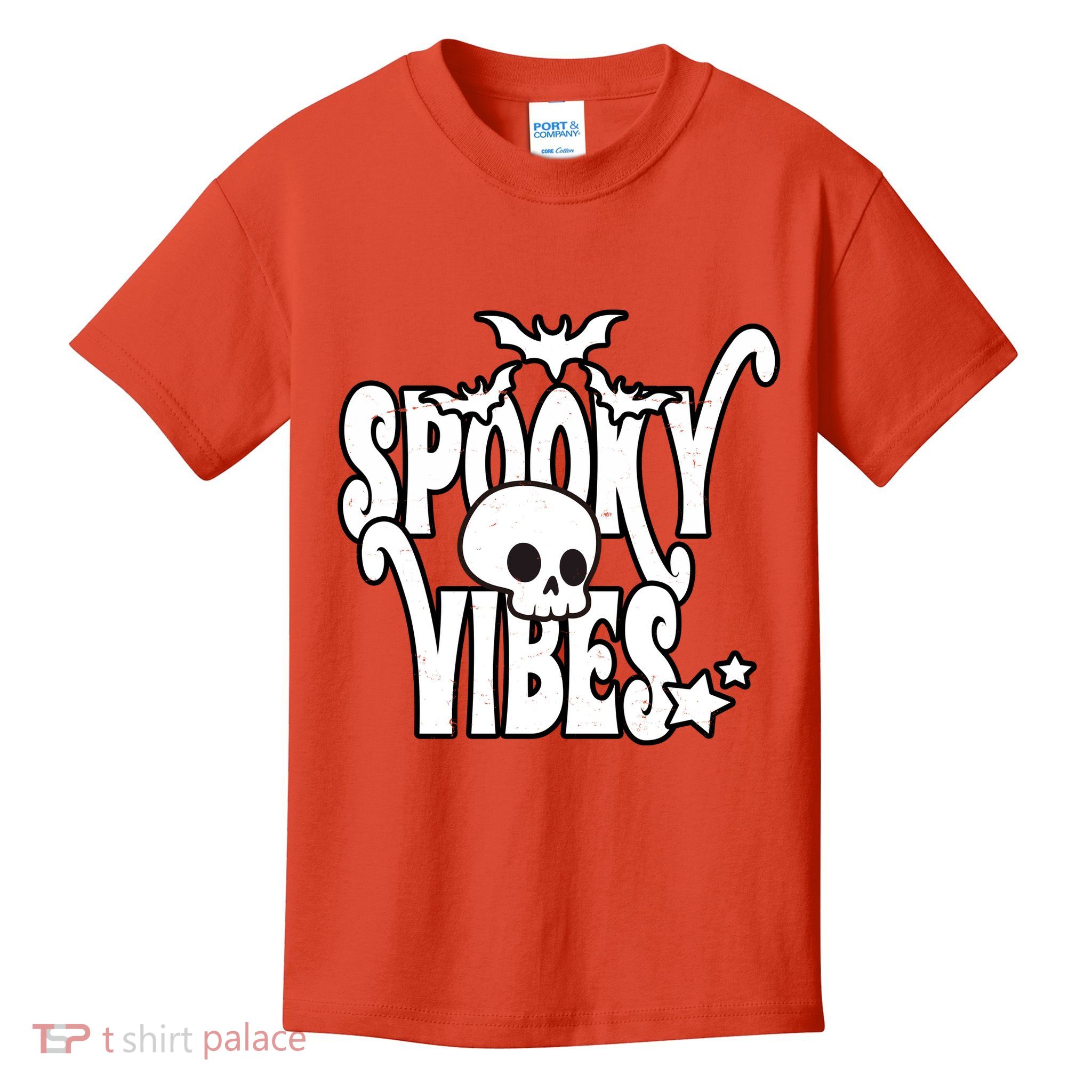 Spooky Vibes Skull Halloween Kids T-Shirt