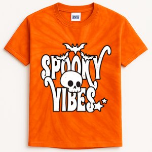 Spooky Vibes Skull Halloween Kids Tie-Dye T-Shirt