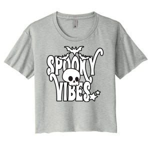 Spooky Vibes Skull Halloween Women's Crop Top Tee