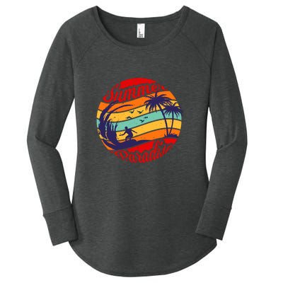 Surfing Vintage Summer Paradise Surf Gift Women's Perfect Tri Tunic Long Sleeve Shirt