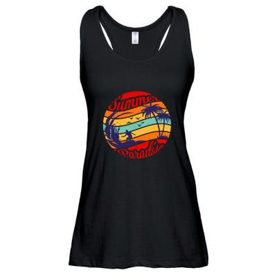 Surfing Vintage Summer Paradise Surf Gift Ladies Essential Flowy Tank