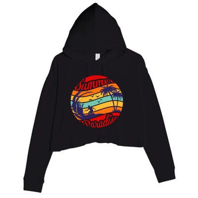 Surfing Vintage Summer Paradise Surf Gift Crop Fleece Hoodie