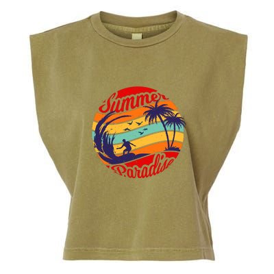 Surfing Vintage Summer Paradise Surf Gift Garment-Dyed Women's Muscle Tee