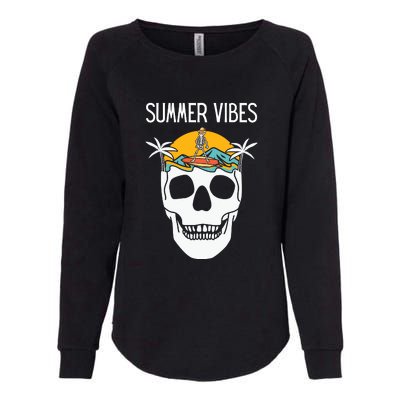 Summer Vibes Skeleton Funny Skull Wearing Hawaiian Womens California Wash Sweatshirt