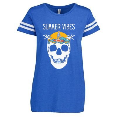 Summer Vibes Skeleton Funny Skull Wearing Hawaiian Enza Ladies Jersey Football T-Shirt