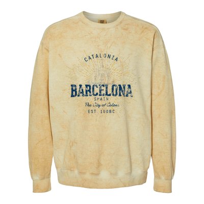 Spain Vacation Souvenir Vintage Barcelona Colorblast Crewneck Sweatshirt