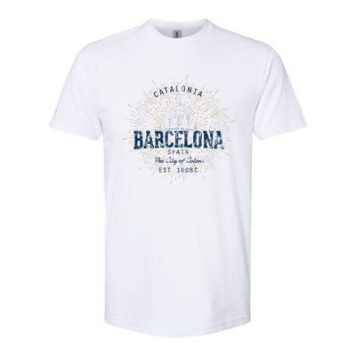 Spain Vacation Souvenir Vintage Barcelona Softstyle® CVC T-Shirt