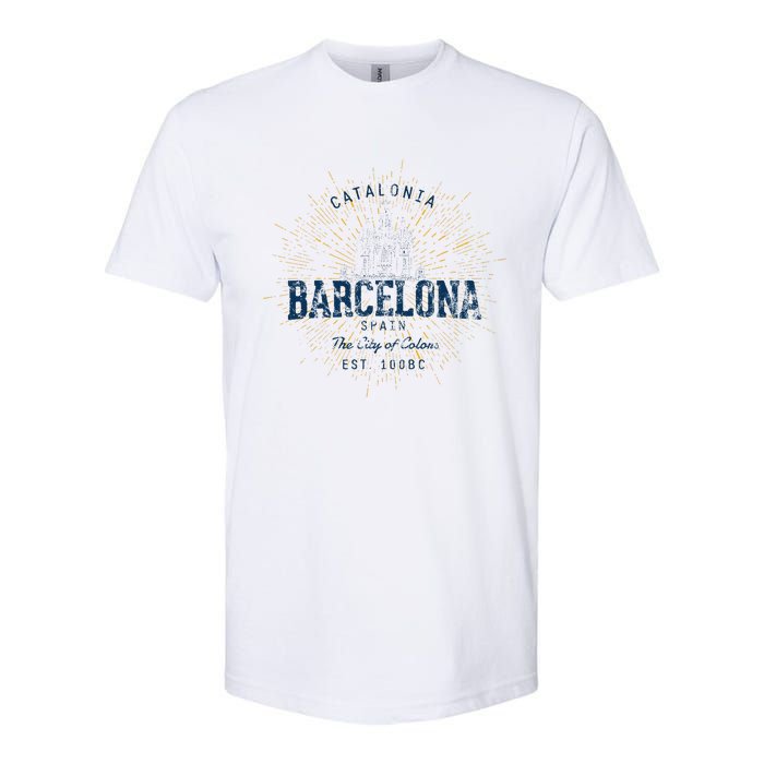 Spain Vacation Souvenir Vintage Barcelona Softstyle CVC T-Shirt