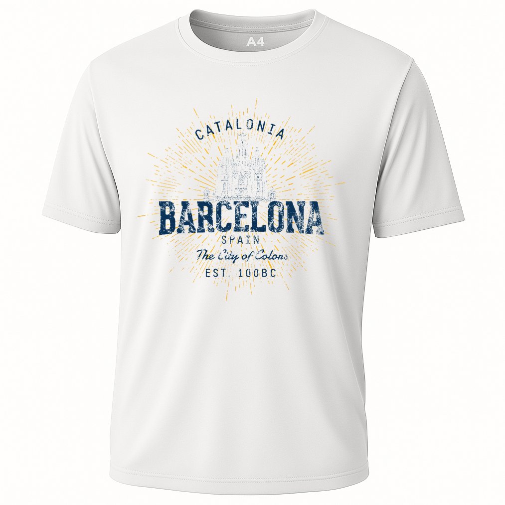 Spain Vacation Souvenir Vintage Barcelona Cooling Performance Crew T-Shirt