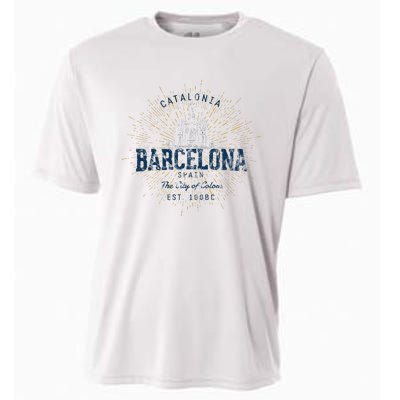 Spain Vacation Souvenir Vintage Barcelona Cooling Performance Crew T-Shirt