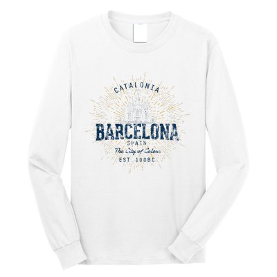 Spain Vacation Souvenir Vintage Barcelona Long Sleeve Shirt