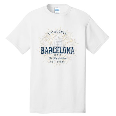 Spain Vacation Souvenir Vintage Barcelona Tall T-Shirt