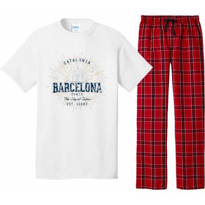 Spain Vacation Souvenir Vintage Barcelona Pajama Set