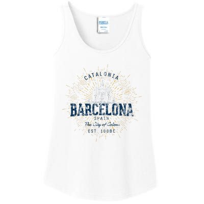 Spain Vacation Souvenir Vintage Barcelona Ladies Essential Tank