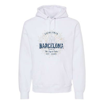 Spain Vacation Souvenir Vintage Barcelona Premium Hoodie