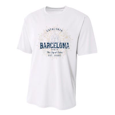 Spain Vacation Souvenir Vintage Barcelona Performance Sprint T-Shirt