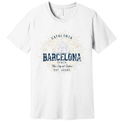 Spain Vacation Souvenir Vintage Barcelona Premium T-Shirt