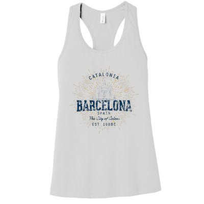 Spain Vacation Souvenir Vintage Barcelona Women's Racerback Tank