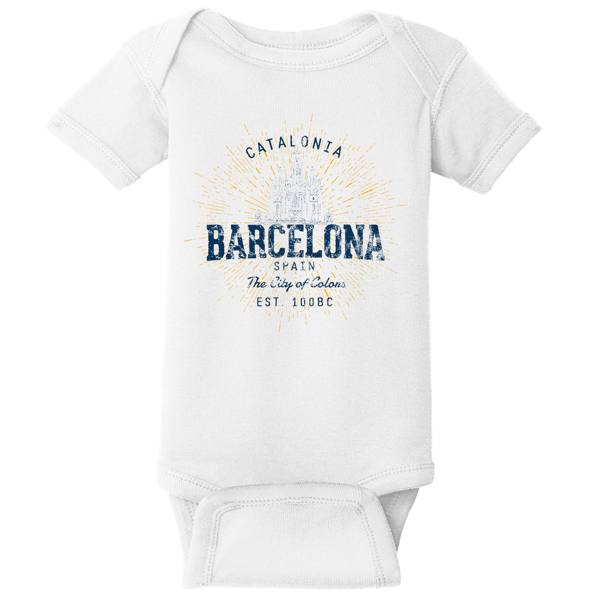 Spain Vacation Souvenir Vintage Barcelona Baby Bodysuit