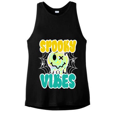 Spooky Vibes Smile Face Halloween Ladies PosiCharge Tri-Blend Wicking Tank