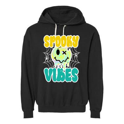 Spooky Vibes Smile Face Halloween Garment-Dyed Fleece Hoodie