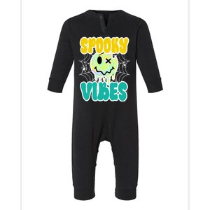 Spooky Vibes Smile Face Halloween Infant Fleece One Piece