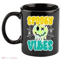 Spooky Vibes Smile Face Halloween 11oz C Handle Ceramic Mug