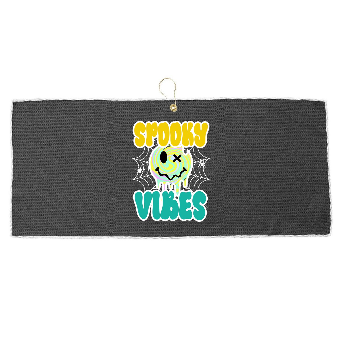 Spooky Vibes Smile Face Halloween Large Microfiber Waffle Golf Towel