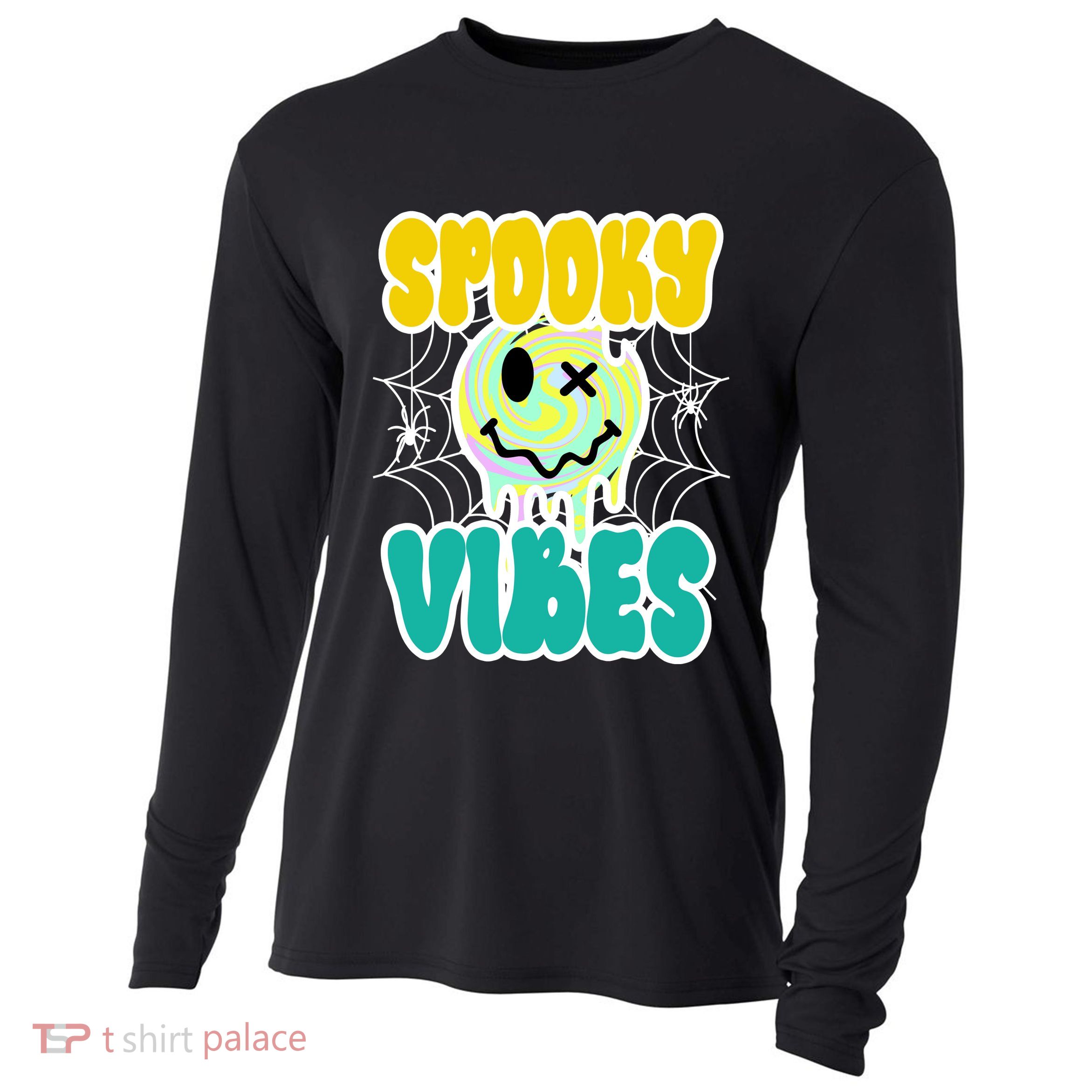 Spooky Vibes Smile Face Halloween Cooling Performance Long Sleeve Crew