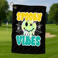 Spooky Vibes Smile Face Halloween Golf Towel