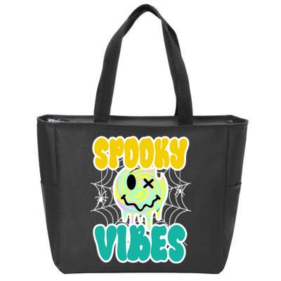Spooky Vibes Smile Face Halloween Zip Tote Bag