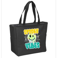 Spooky Vibes Smile Face Halloween Zip Tote Bag