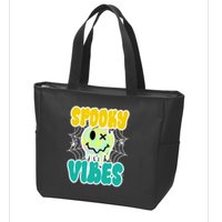Spooky Vibes Smile Face Halloween Zip Tote Bag