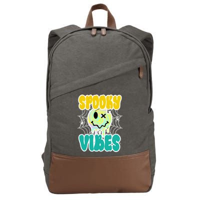 Spooky Vibes Smile Face Halloween Cotton Canvas Backpack