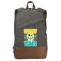 Spooky Vibes Smile Face Halloween Cotton Canvas Backpack