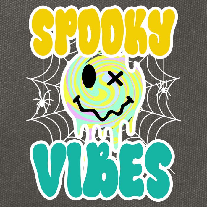 Spooky Vibes Smile Face Halloween Cotton Canvas Backpack